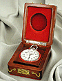 Deckuhr.Uhrwerksteile - Goldbedeckung;Chromgehuse;Etui - Holz der hhen Qualitt;